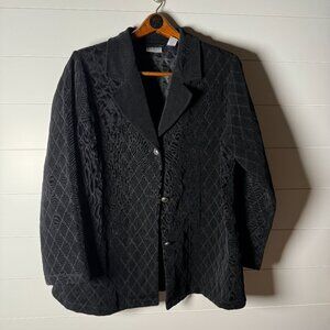 Chico's Travelers Jacket Button Quilted Black Size 3